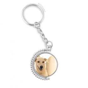 Diythinker Erkek Gülümseme Beyaz Köpek Evcil Hayvan Resmi Döndürülebilir Çok Renkli 3x9 cm Anahtarlık