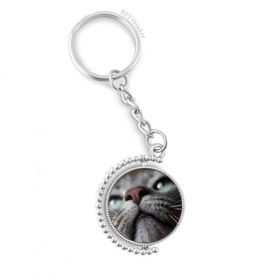 Diythinker Erkek Hayvan Görünümlü Kedi Fotoğrafı Döndürülebilir Çok Renkli 3x9 cm Anahtarlık