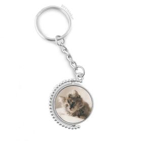 Diythinker Erkek Hayvan Kitty Gri Kedi Fotoğrafı Döndürülebilir Çok Renkli 3x9 cm Anahtarlık