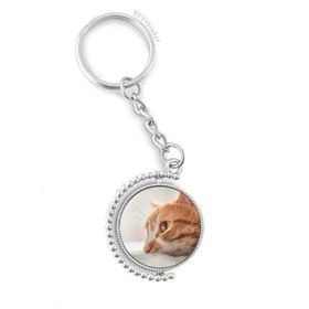 Diythinker Erkek Hayvan Saf Kedi Fotoğraf Resim Döndürülebilir Çok Renkli 3x9 cm Anahtarlık