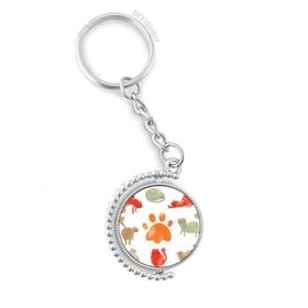 Diythinker Erkek Hayvan Sevimli Kedi Aile Ayak İzi Döndürülebilir Çok Renkli 3x9 cm Anahtarlık