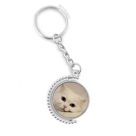 Diythinker Erkek Kedi Beyaz Kedi Yavrusu Evcil Hayvan Rahatlatıcı Döndürülebilir Çok Renkli 3x9 cm Anahtarlık
