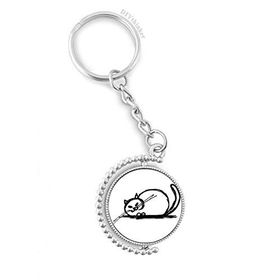 Diythinker Erkek Kıvırcık Ağır Kedi Çılgın Çizgi Döndürülebilir Çok Renkli 3x9 cm Anahtarlık