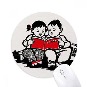 Dıythinker Erkek Kız Bench Kitap Vatanseverlik Çin Baskılı Yuvarlak Kaymaz Kauçuk Mouse Pad
