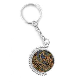Diythinker Erkek Klasik Soyut Lotus Balık Desenli Döndürülebilir Çok Renkli 3x9 cm Anahtarlık
