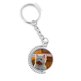 Diythinker Erkek Köpek Beyaz Hayvan Yalnız Gece Döndürülebilir Çok Renkli 3x9 cm Anahtarlık
