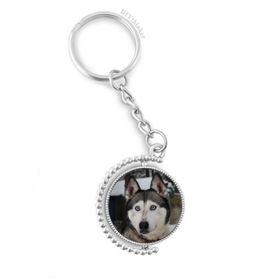 Diythinker Erkek Köpek Hayvan Kar Husky Fotoğrafçılık Döndürülebilir Çok Renkli 3x9 cm Anahtarlık