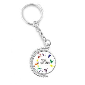 Diythinker Erkek LGBT Gökkuşağı Bayrağı Yap I Am Eşcinsel Döndürülebilir Çok Renkli 3x9 cm Anahtarlık