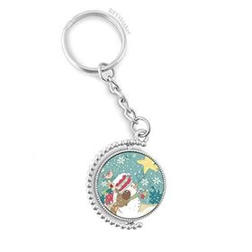 Diythinker Erkek Noel Kardan Adam Kar Tanesi Köpek Festivali Döndürülebilir Çok Renkli 3x9 cm Anahtarlık