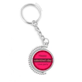Diythinker Erkek Pembe Yuvarlak Mutlu Sevgililer Günü Aşk Döndürülebilir Çok Renkli 3x9 cm Anahtarlık