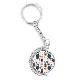 Diythinker Erkek Rusya Bebekler Çiçek Posteri Rus Matryoshka Döndürülebilir Çok Renkli 3x9 cm Anahtarlık