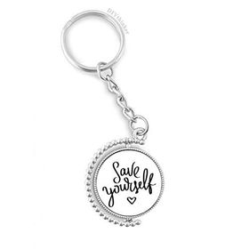 Diythinker Erkek Save Yourself Alıntı Döndürülebilir Çok Renkli 3x9 cm Anahtarlık