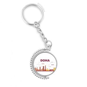 Diythinker Erkek Şehir Simgesi İnşaat Doha Döndürülebilir Çok Renkli 3x9 cm Anahtarlık