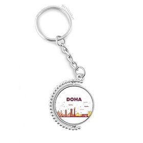 Diythinker Erkek Şehir Simgesi İnşaat Doha Döndürülebilir Çok Renkli 3x9 cm Anahtarlık
