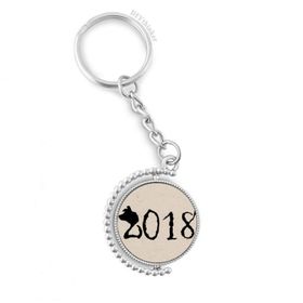 Diythinker Erkek Siyah Mutlu Yeni Yıl Büyük Köpek 2018 Döndürülebilir Çok Renkli 3x9 cm Anahtarlık