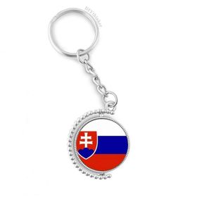 Diythinker Erkek Slovakya Ulusal Bayrağı Avrupa Ülke Döndürülebilir Çok Renkli 3x9 cm Anahtarlık