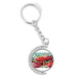 Diythinker Erkek Taze Çilek Resim Doğa Fotoğrafı Döndürülebilir Çok Renkli 3x9 cm Anahtarlık