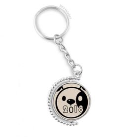 Diythinker Erkek Yuvarlak Köpek Mutlu Yeni Yıl 2018 Döndürülebilir Çok Renkli 3x9 cm Anahtarlık