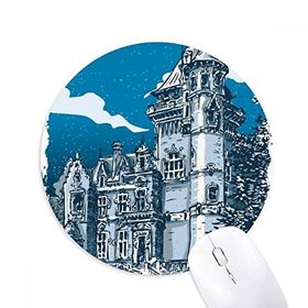 Dıythinker Eski Kale Ortaçağ Şövalyeleri Avrupa Amblemi Baskılı Yuvarlak Kaymaz Kauçuk Mouse Pad