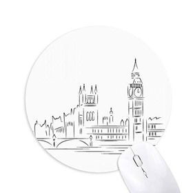 Dıythinker Eskiz Birleşik Krallık Simgesi Bayrak İşareti İllüstrasyon Baskılı Yuvarlak Kaymaz Kauçuk Mouse Pad