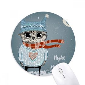 Dıythinker Eskiz Sevimli Baykuş Kış Gece Baskılı Yuvarlak Kaymaz Kauçuk Mouse Pad