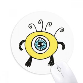 Dıythinker Evren ve Uzaylı Sarı Cyclops Baskılı Yuvarlak Kaymaz Kauçuk Mouse Pad