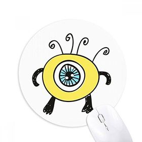 Dıythinker Evren ve Uzaylı Sarı Cyclops Baskılı Yuvarlak Kaymaz Kauçuk Mouse Pad