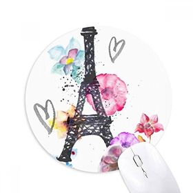 Dıythinker Eyfel Kulesi Kalp Şekilli Fransa Baskılı Yuvarlak Kaymaz Kauçuk Mouse Pad