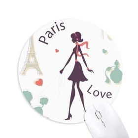 Dıythinker Eyfel Kulesi Paris Lady Fransa Simgesi Baskılı Yuvarlak Kaymaz Kauçuk Mouse Pad