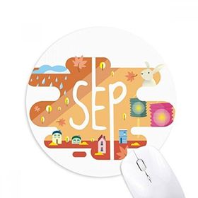 Dıythinker Eylül Aylık Sezon İllüstrasyon Baskılı Yuvarlak Kaymaz Kauçuk Mouse Pad