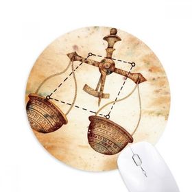 Dıythinker Eylül Ekim Terazi Burç Baskılı Yuvarlak Kaymaz Kauçuk Mouse Pad