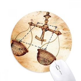 Dıythinker Eylül Ekim Terazi Burç Baskılı Yuvarlak Kaymaz Kauçuk Mouse Pad