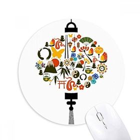 Dıythinker Fan Kelebek Taiji Çaydanlık Dağ Baskılı Yuvarlak Kaymaz Kauçuk Mouse Pad