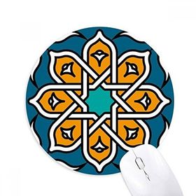 Dıythinker Fas Stili Soyut Çiçek Desenli Baskılı Yuvarlak Kaymaz Kauçuk Mouse Pad