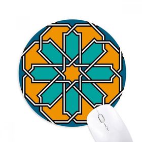 Dıythinker Fas Tarzı Çiçek Soyut Desen Baskılı Yuvarlak Kaymaz Kauçuk Mouse Pad