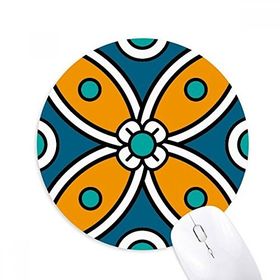Dıythinker Fas Tarzı Çiçek Soyut Desen Baskılı Yuvarlak Kaymaz Kauçuk Mouse Pad