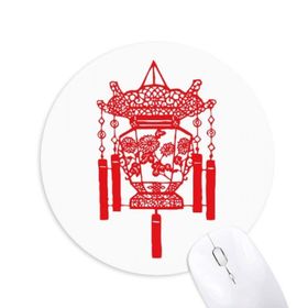 Dıythinker Fener Kırmızı Çin Kağıt Kesme Desen Baskılı Yuvarlak Kaymaz Kauçuk Mouse Pad