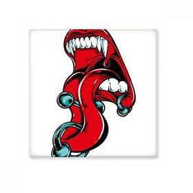 Dıythinker Fierce Big Red Mouth Dil Çivi İğnesi Köpek Dişleri İllüstrasyon Desen 20x20 cm Seramik Karo