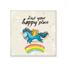Dıythinker Find Your Happy Place Unicorn Desen Parlak 10x10 cm Seramik Karo