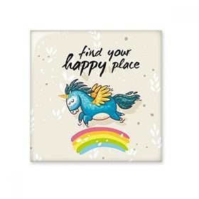 Dıythinker Find Your Happy Place Unicorn Desen Parlak 10x10 cm Seramik Karo