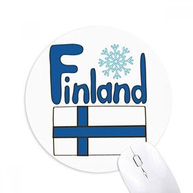 Dıythinker Finlandiya Ulusal Bayrak Mavi Desen Baskılı Yuvarlak Kaymaz Kauçuk Mouse Pad