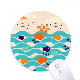 Dıythinker Fish Sky Wave Cloud Baskılı Yuvarlak Kaymaz Kauçuk Mouse Pad
