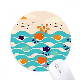 Dıythinker Fish Sky Wave Cloud Baskılı Yuvarlak Kaymaz Kauçuk Mouse Pad