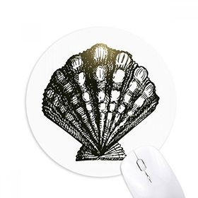 Dıythinker Fisto Deniz Yaşamı Siyah İllüstrasyon Baskılı Yuvarlak Kaymaz Kauçuk Mouse Pad