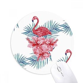Dıythinker Flamingo Bitki Yaprak Sembolü Baskılı Yuvarlak Kaymaz Kauçuk Mouse Pad