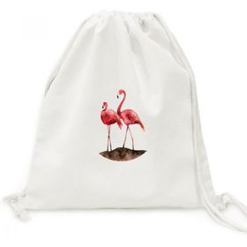 Dıythinker Flamingo Çift Kırmızı Aşk Kanvas İpli Sırt Çantası