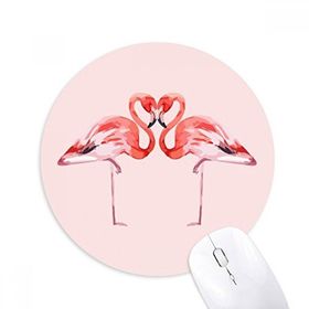 Dıythinker Flamingo Çift Sevgili Baskılı Yuvarlak Kaymaz Kauçuk Mouse Pad