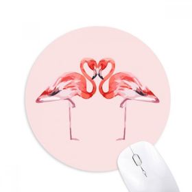 Dıythinker Flamingo Çift Sevgili Baskılı Yuvarlak Kaymaz Kauçuk Mouse Pad