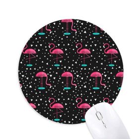 Dıythinker Flamingo Desenli Pembe Siyah Baskılı Yuvarlak Kaymaz Kauçuk Mouse Pad