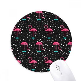 Dıythinker Flamingo Desenli Pembe Siyah Baskılı Yuvarlak Kaymaz Kauçuk Mouse Pad